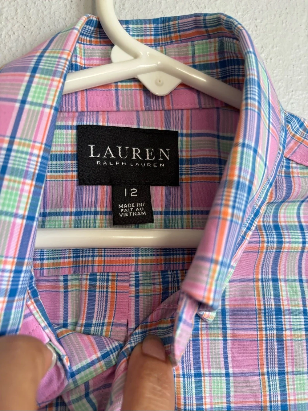 Ralph Lauren Pink, Blue & Green Plaid Button-Down Boys Shirt SZ 12